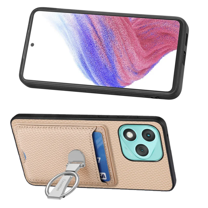 A-One Brand - Honor 400 Lite Mobilskal Korthållare Carbon Fiber - Beige