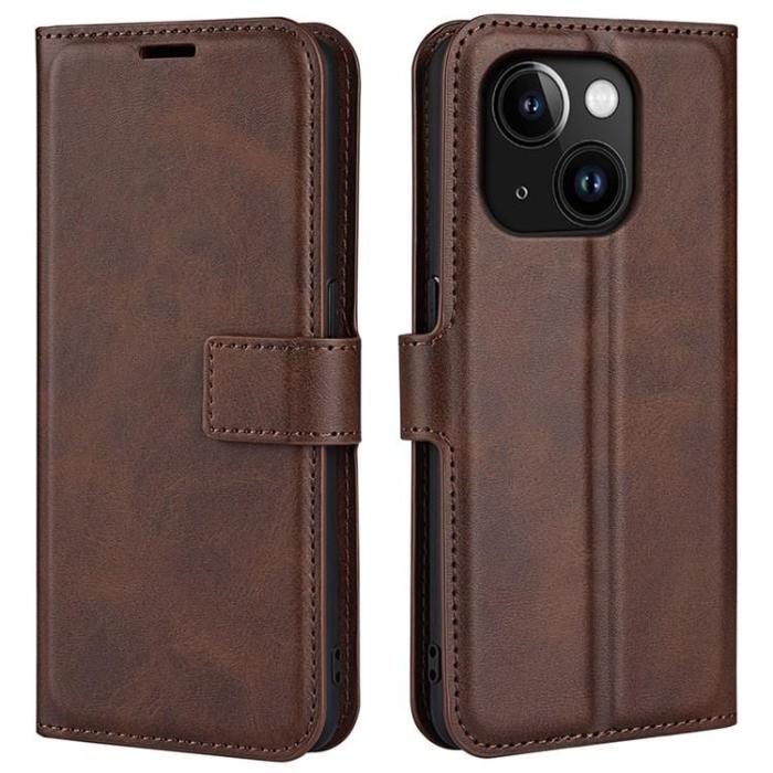 A-One Brand - iPhone 15 Plus Plånboksfodral Calf Flip Folio - Brun