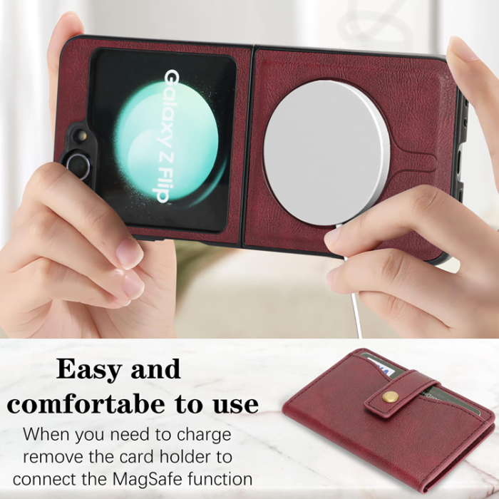 A-One Brand - Galaxy Z Flip 6 Mobilskal MagSafe Detachable Korthållare Kickstand