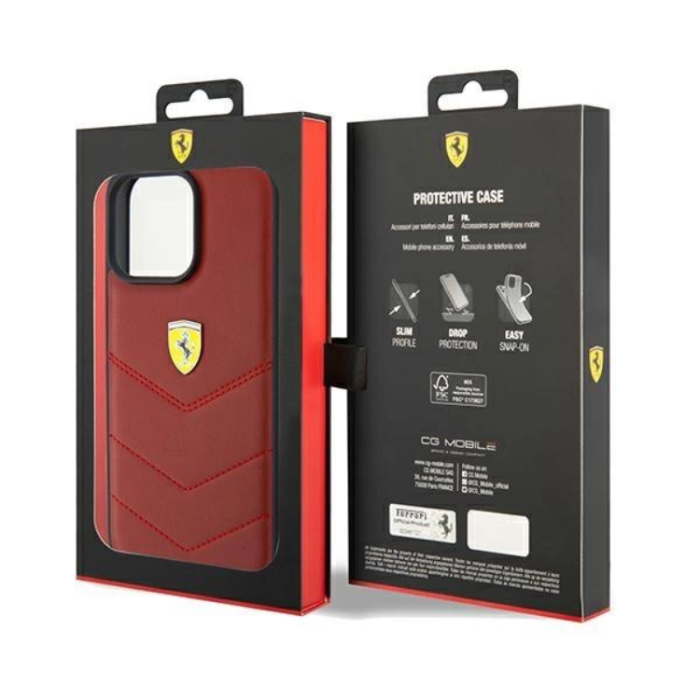 Ferrari - Ferrari iPhone 15 Pro Max Mobilskal Läder Stitched Lines