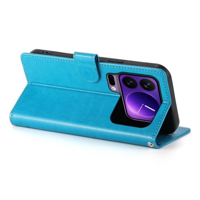 A-One Brand - Xiaomi 17 Pro Plånboksfodral Floral Imprint Med Handledsrem - Blå