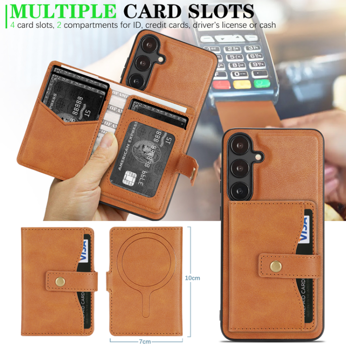 A-One Brand - Galaxy S25 Plus Mobilskal MagSafe Detachable Korthållare Kickstand