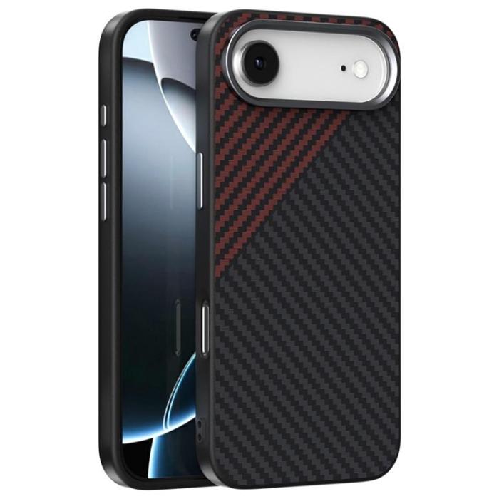 ABEEL - ABEEL iPhone 17 Air Mobilskal MagSafe Carbon Fiber - Svart / Röd