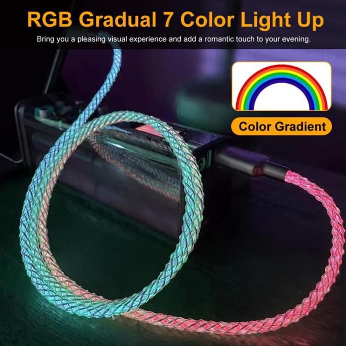 A-One Brand - RGB Lightning Till USB-A Kablar 1m - Flerfärgad