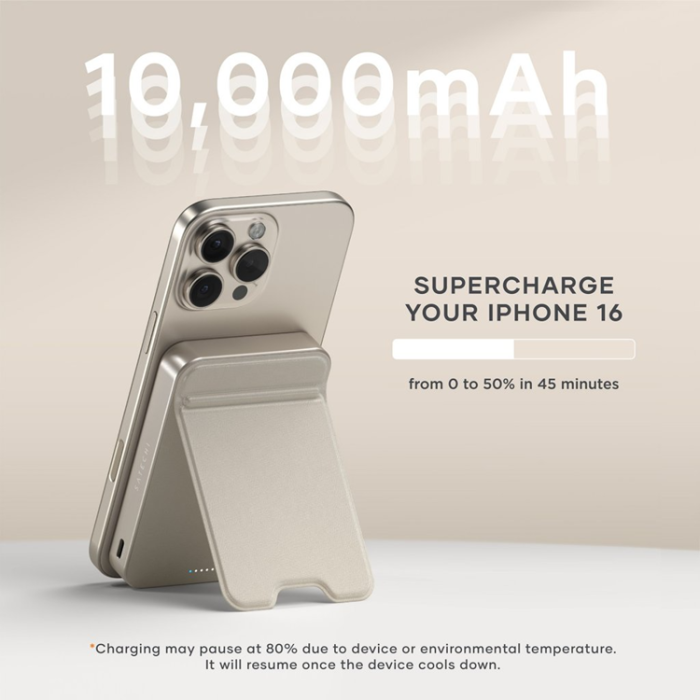 Satechi - Satechi Qi2 Magsafe Powerbank 10000mAh med Stativ - Sand