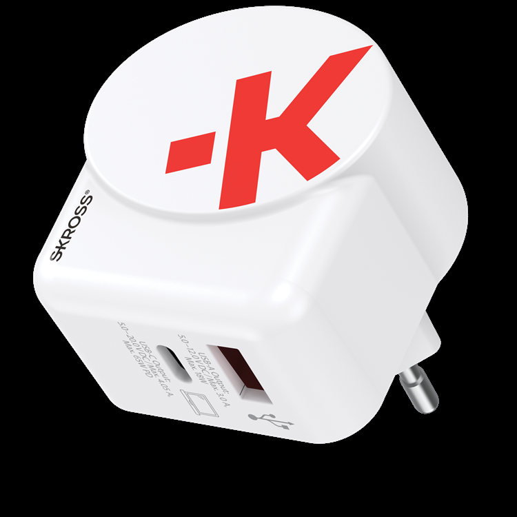 SKROSS Väggladdare USB-A/USB-C Med USB-C Kabel - Vit | 505295 | AlltMobil