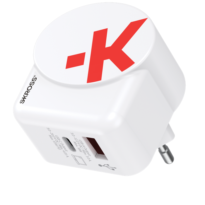 UTGATT1 - SKROSS Väggladdare USB-A/USB-C Med USB-C Kabel - Vit