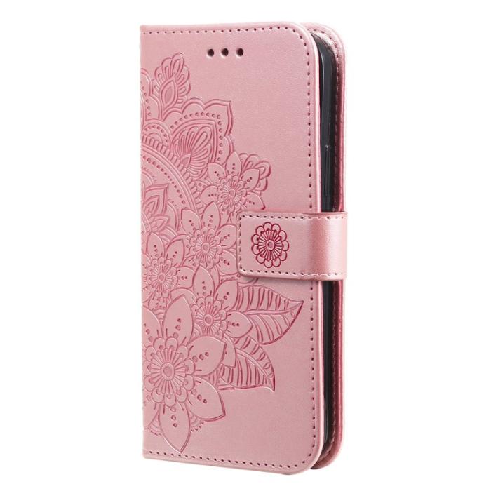 OEM - ABEEL Samsung Galaxy S26 Plus Plånboksfodral Konstläder Blommönster - Rosa