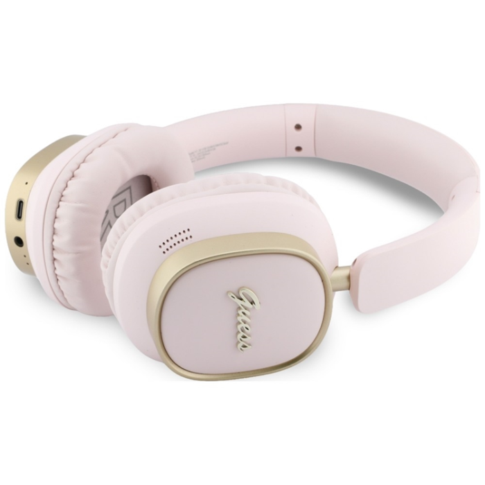 Guess - Guess On-Ear Hörlurar Bluetooth ENC Rectangle Metal Script - Rosa