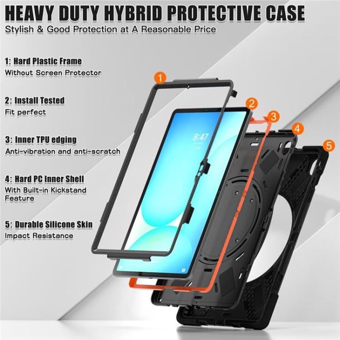 A-One Brand - Galaxy Tab S10 FE Plus Skal Kickstand Handle Grip - Svart