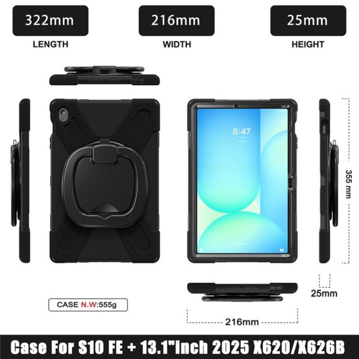 A-One Brand - Galaxy Tab S10 FE Plus Skal Kickstand Handle Grip - Svart