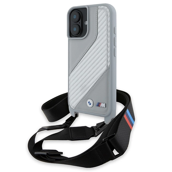 BMW iPhone 16 Mobilskal Carbon Stripe & Strap - Grå | 2353 | AlltMobil