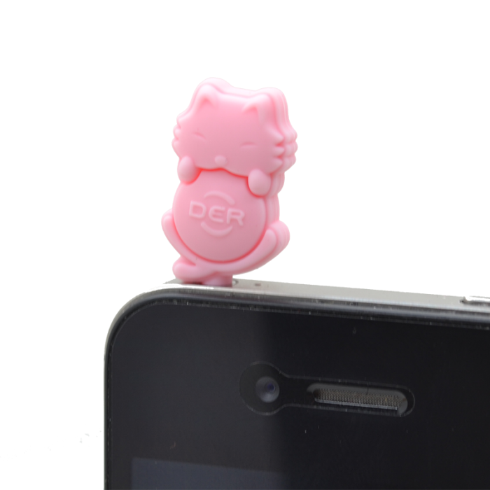 UTGATT5 - Katt Mobilsmycke till 3.5 mm ljuduttag (Rosa)