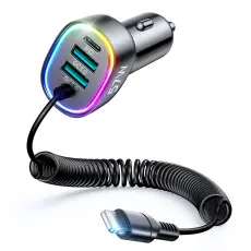 Joyroom - Joyroom 4 i 1 Billaddare med Lightning Kabel 1.6m - Svart