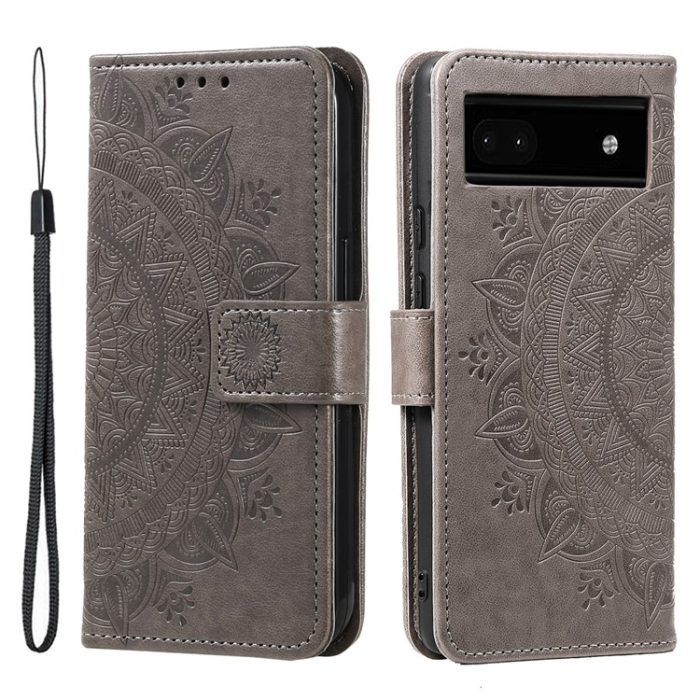A-One Brand - Google Pixel 7A Plånboksfodral Imprinted Mandala Flower - Grå