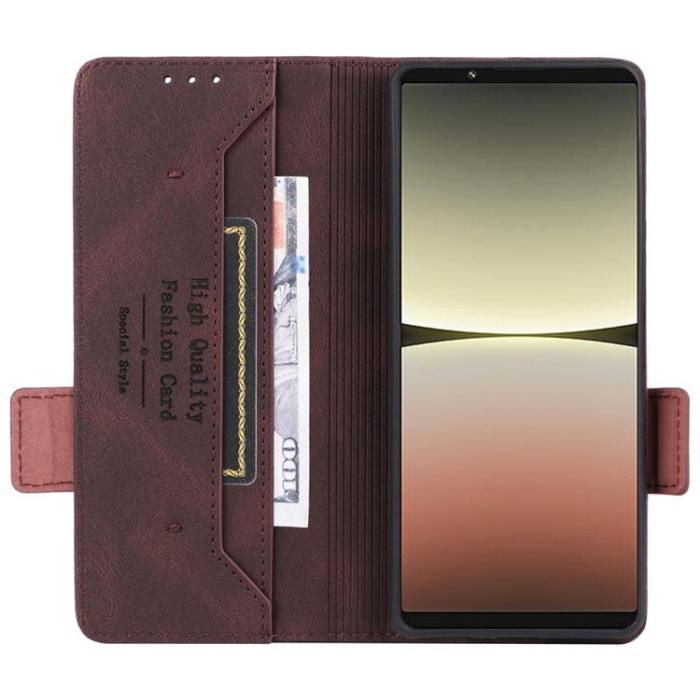 OEM - Sony Xperia 5 IV Plånboksfodral Decor Magnetic Clasp - Brun