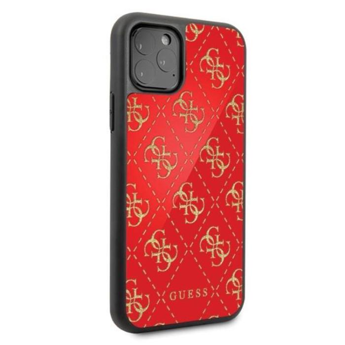 UTGATT5 - Guess 4G Double Layer Glitter Skal iPhone 11 Pro - Röd