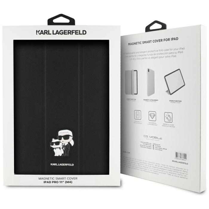 KARL LAGERFELD - Karl Lagerfeld iPad Pro 11 (2024) Fodral Saffiano Magnetic - Svart