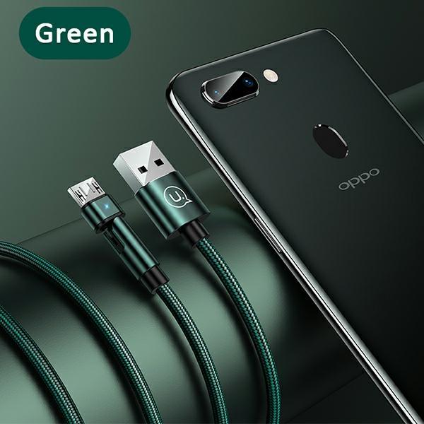 USAMS Kabel flätad roterbar U60 2A microUSB 1m grön SJ478USB02