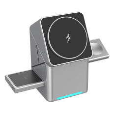 A-One Brand - W10 3-i-1 Magnetisk Tr&aring;dl&ouml;s Laddare 15W F&ouml;r iPhone Och Samsung