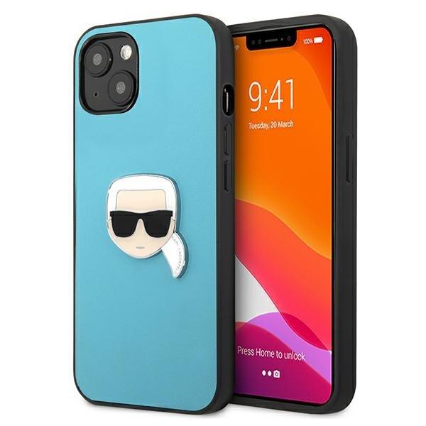 Karl Lagerfeld Läder Ikonik Karl`s Head Metal Skal iPhone 13 Mini - Blå | 2353 | AlltMobil