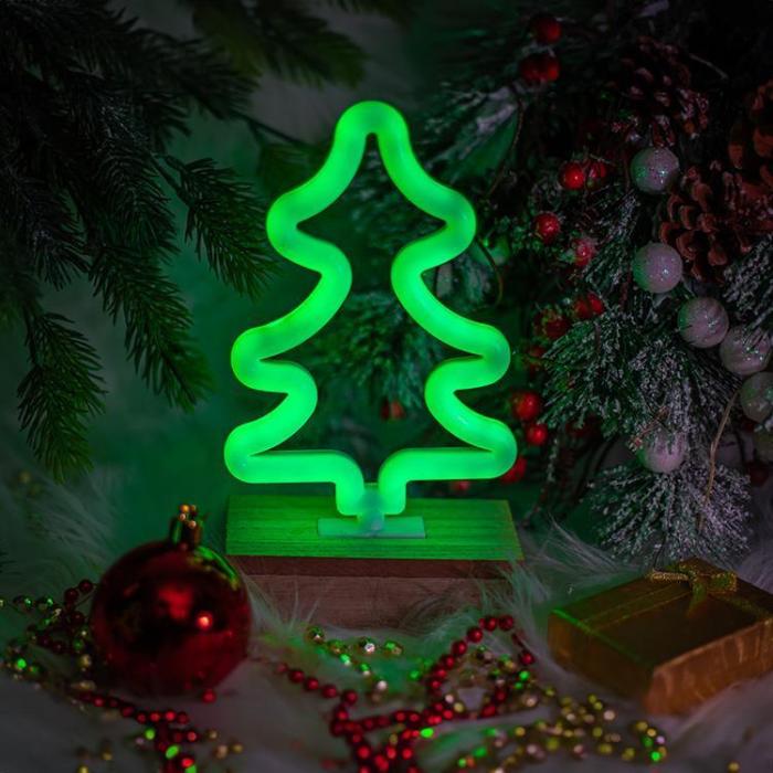 Forever Light - Forever Light LED Neon Wood Stand TREE FLNW03 - Grön