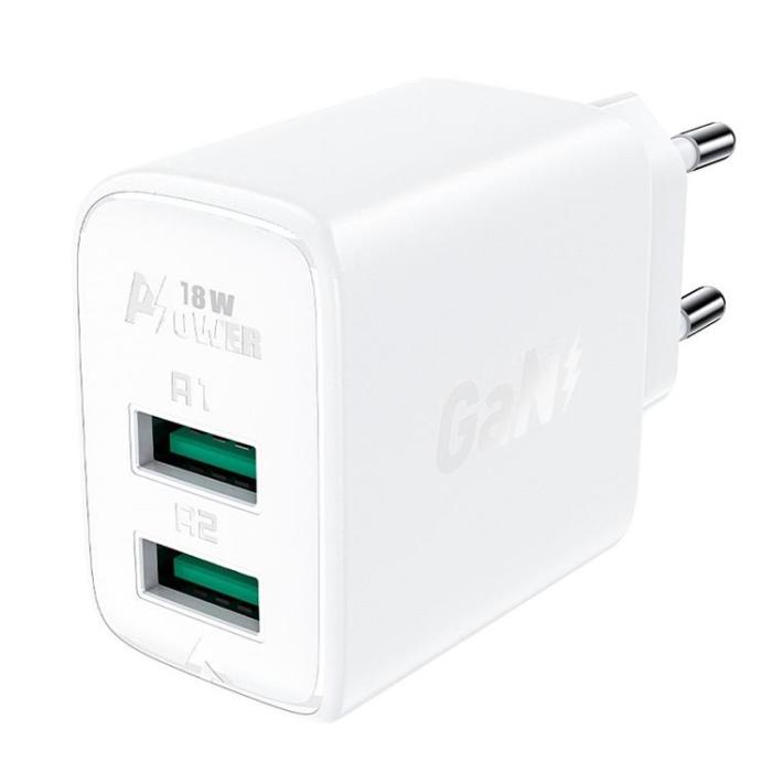 UTGATT1 - Acefast Väggladdare 18W 2 x USB - Vit