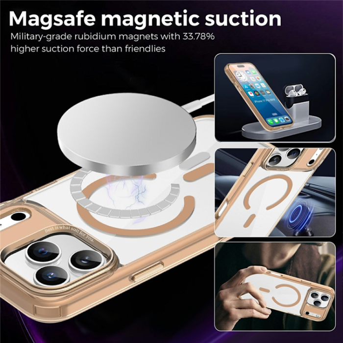 A-One Brand - iPhone 17 Pro Max Mobilskal MagSafe Transparent TPU+PC - Guld
