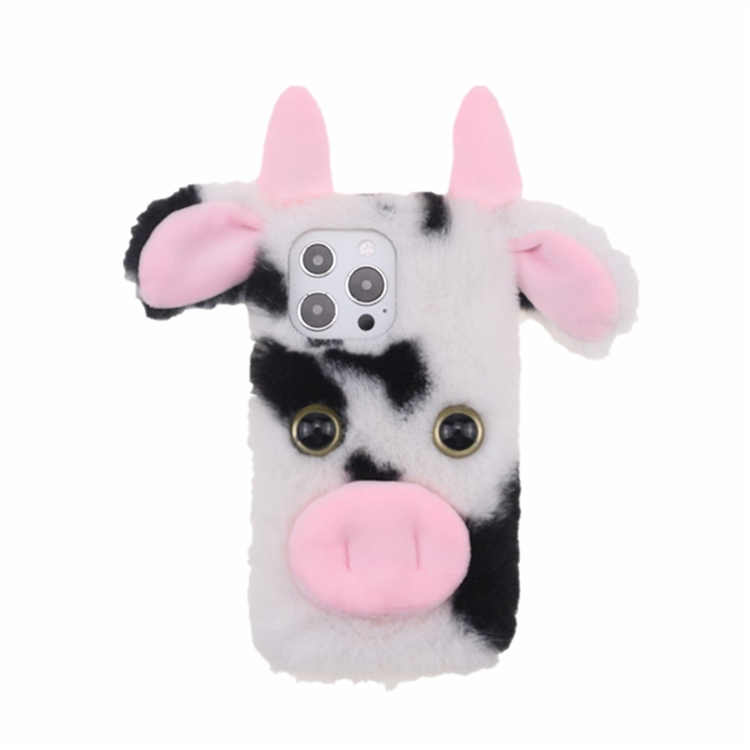 iPhone 13 Pro Mobilskal Fluffy Cute Cow Plush TPU - Blå | 2353 | AlltMobil