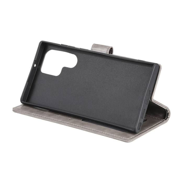 A-One Brand - Galaxy S26 Ultra Plånboksfodral Imprinted Totem Läder - Grå