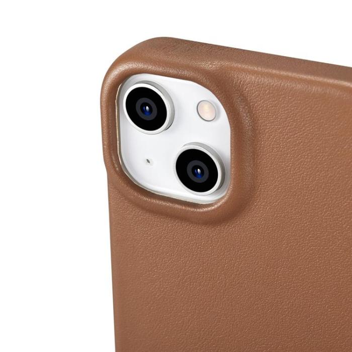 ICARER - iCarer iPhone 14 Plus Plånboksfodral Magsafe CE Läder - Brun
