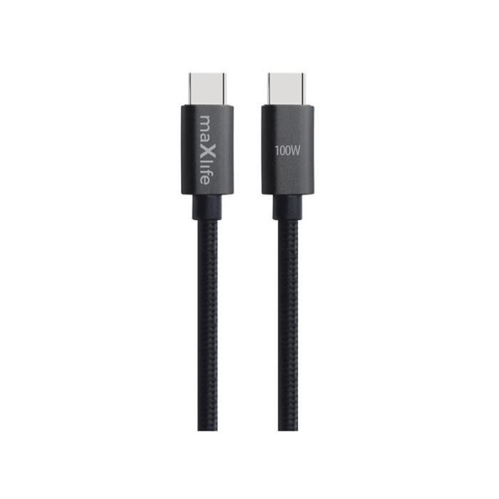 Maxlife - Maxlife USB-C - USB-C Kabel 1 m 100W - Svart