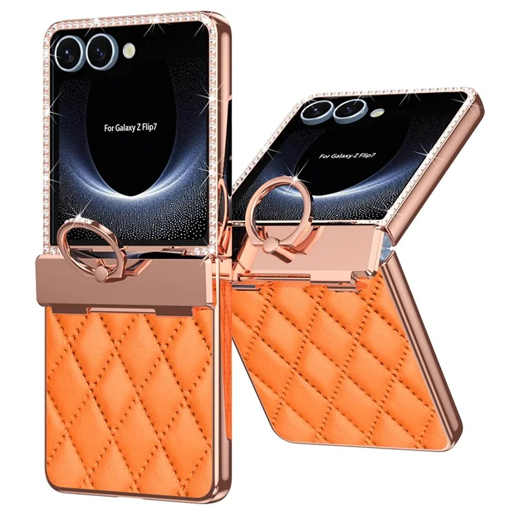 Galaxy Z Flip7 Mobilskal Rhinestone Ringhållare - Orange | 2353 | AlltMobil