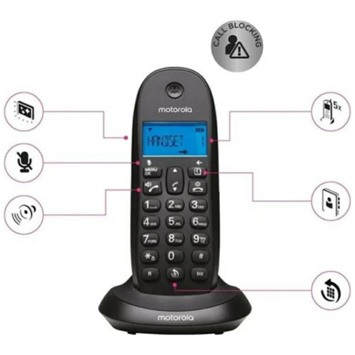 Motorola - Motorola Trådlös Fast Hemtelefon C1001CB Plus - Svart