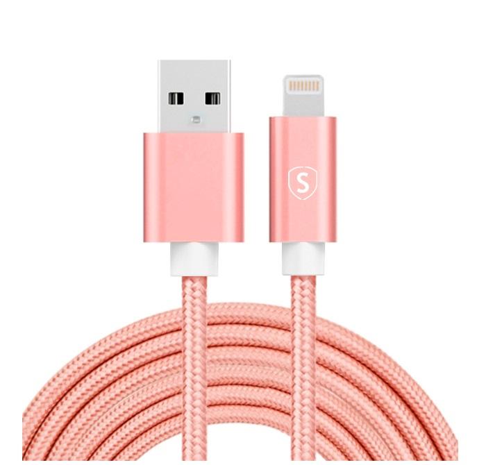 SiGN USB-A till Lightning kabel 2.1A 3m Nylon - Rosa | 3541 | AlltMobil