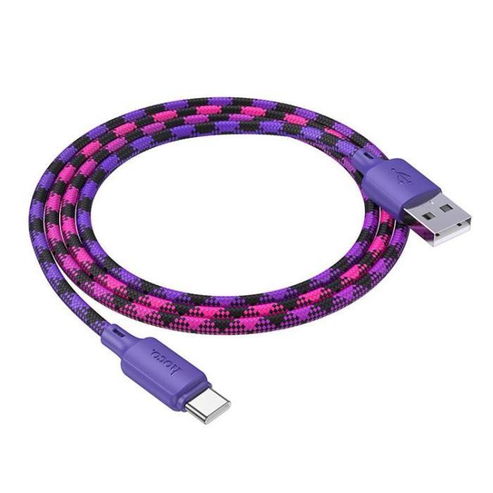 Hoco - HOCO USB-A till USB-C Kabel 3A 1m Nylon X116 - Gradient Lila