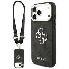 Guess - Guess iPhone 17 Pro Max Mobilskal 4G Big Classic Logo Big Strap Metal - Svart