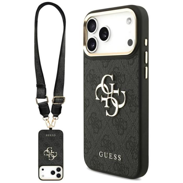 Guess - Guess iPhone 17 Pro Max Mobilskal 4G Big Classic Logo Big Strap Metal - Svart