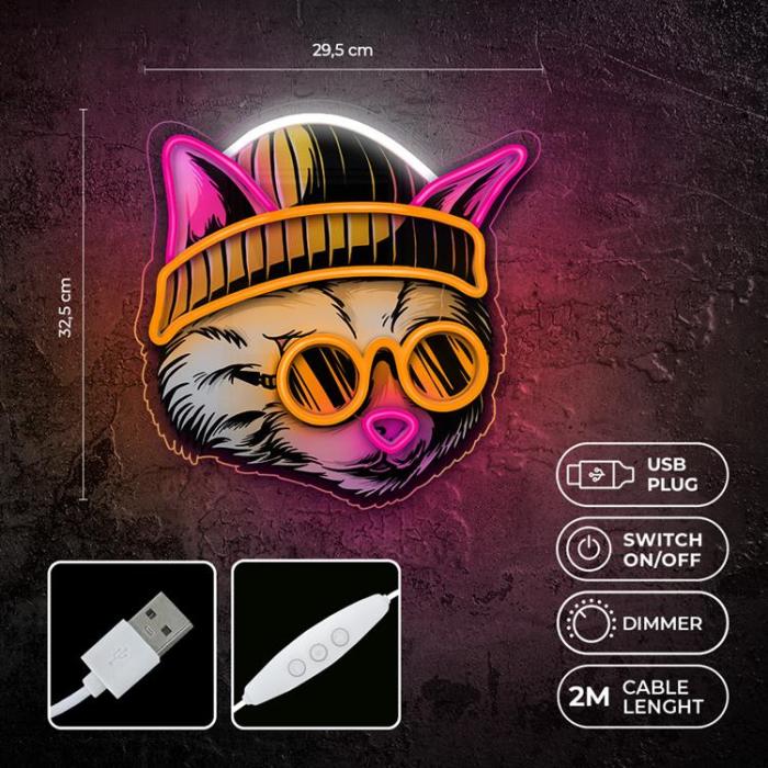 Forever Light - Forever Light Neon ART LED CAT DREAMER FLA04 - Flerfärgad