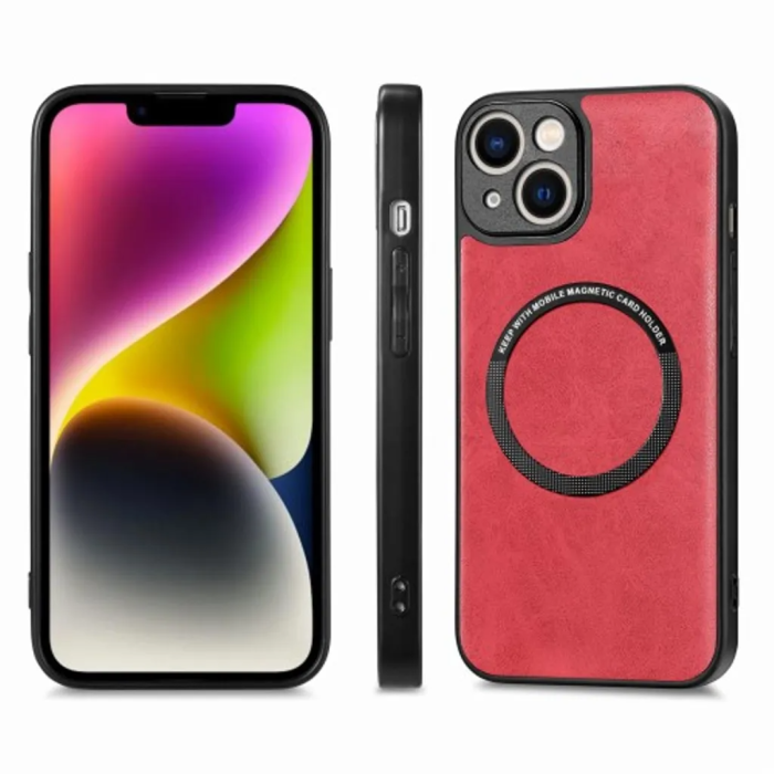 Taltech - iPhone 15 Plus Mobilskal PU-läder - Röd
