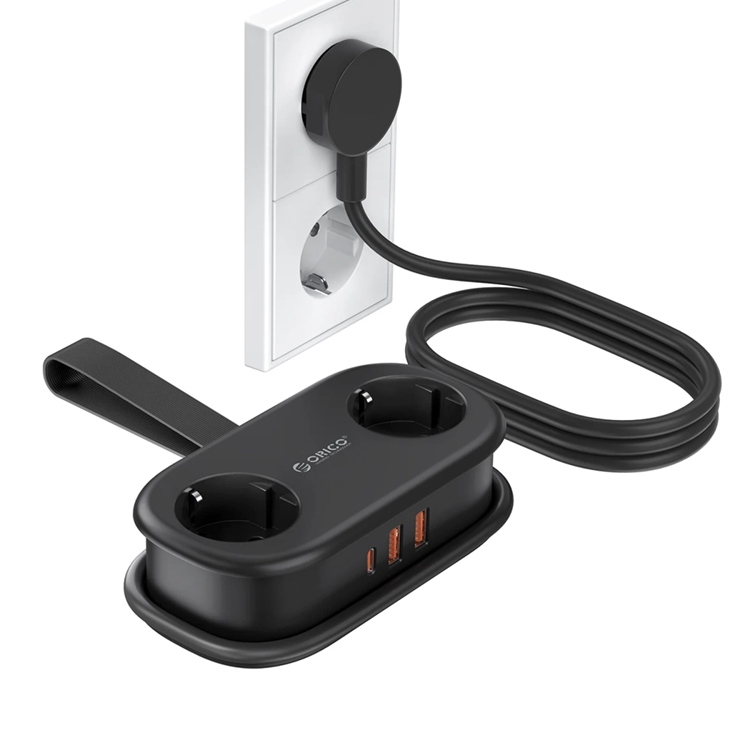 Orico 5in1 Grenuttag 20W GaN 2xUSB-A 1xUSB-C 2xAC AP3 - Svart | 505295 | AlltMobil