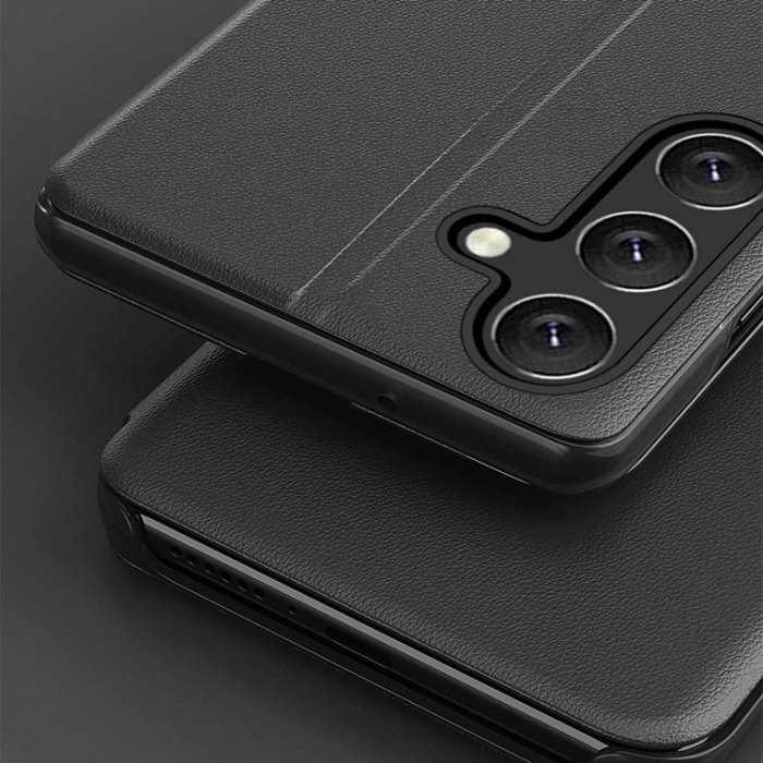 OEM - Galaxy S25 Fodral Eco Läder View med Flap - Röd