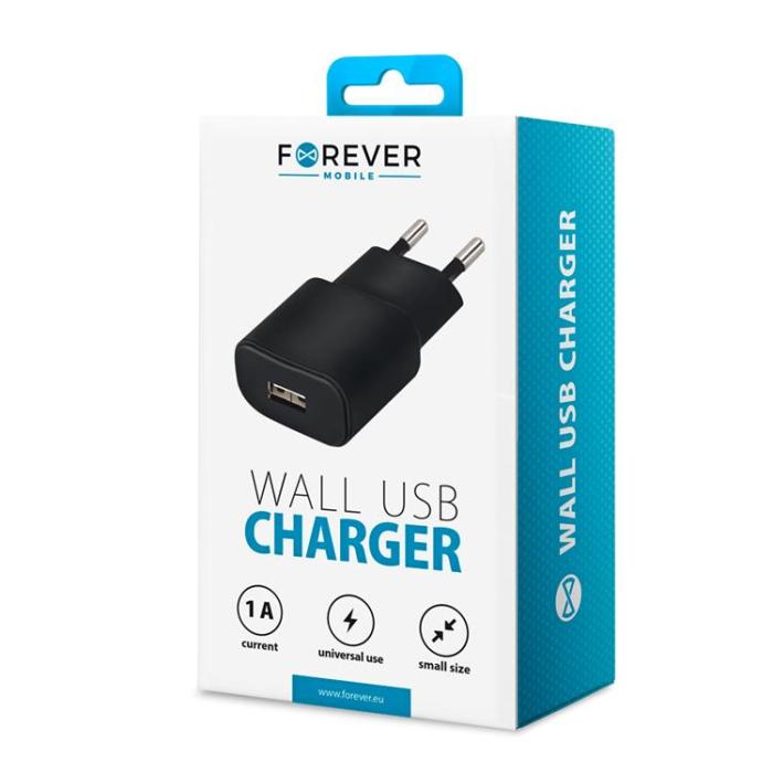 Forever - Forever Väggladdare USB TC-01 1A - Svart