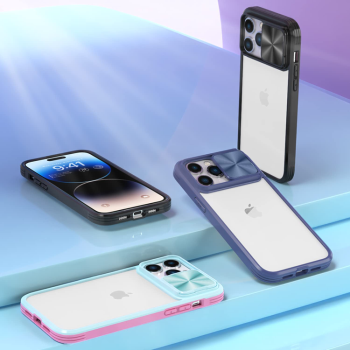A-One Brand - iPhone 14 Pro Max Mobilskal 360 Kamera Slider - Svart