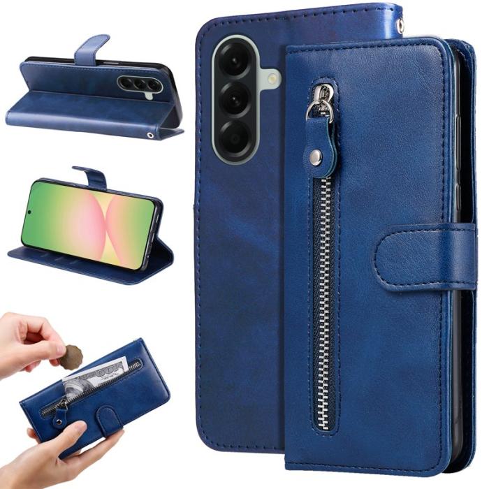OEM - Samsung Galaxy A57 Plånboksfodral Konstläder Med Dragkedja - Blå