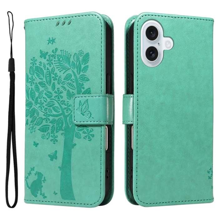 A-One Brand - iPhone 17 Plånboksfodral Tree Pattern - Grön