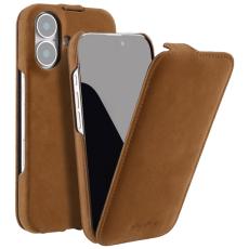 Melkco - MELKCO Mobilskal till iPhone 16 Plus MagSafe Vertikal Flip &Auml;kta L&auml;der Brun