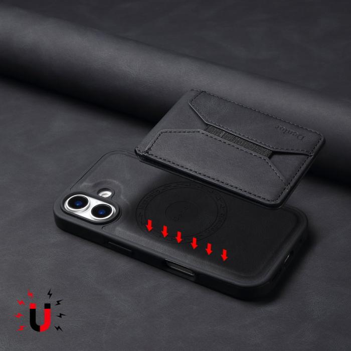 DENIOR - DENIOR D17 iPhone 16 Fodral KonstLäder - Svart