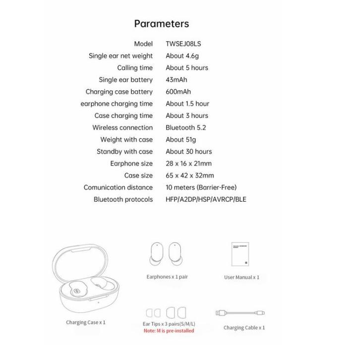Xiaomi - Xiaomi Redmi Airdots 3 TWS In-Ear Hörlurar Trådlösa - Vit