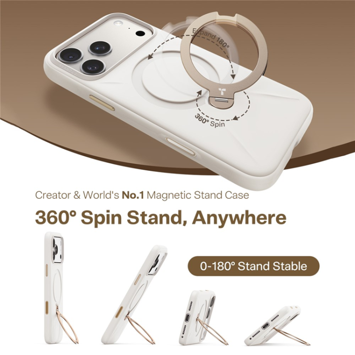 Torras - TORRAS iPhone 17 Pro Mobilskal MagSafe Ostand Q Pro - Vit